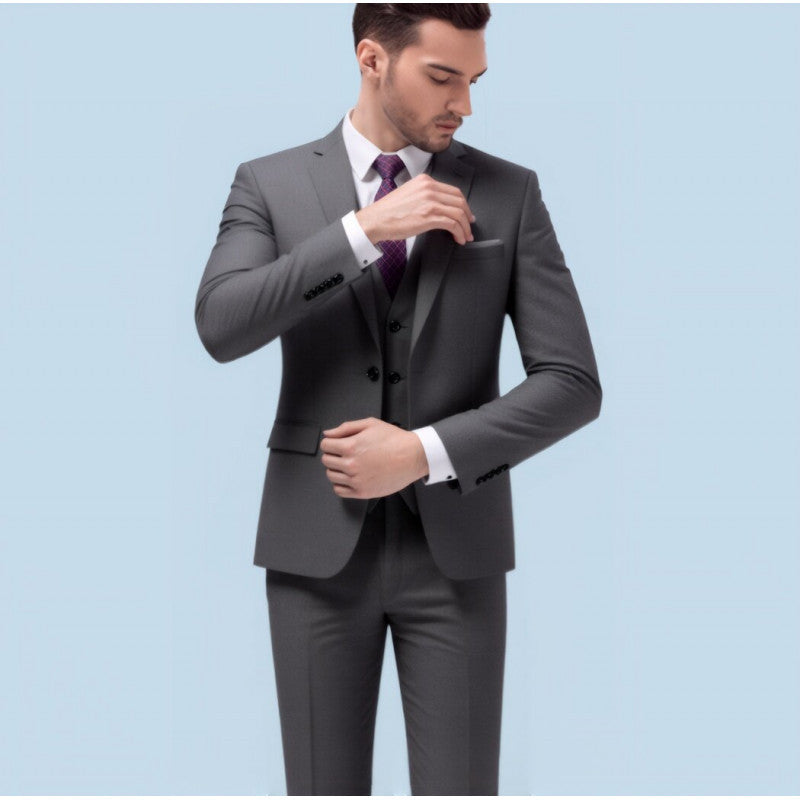 Men's Suit Set Youth Slim Fit Tuxedo Studio Groom Wear Korean Style Big Size Casual