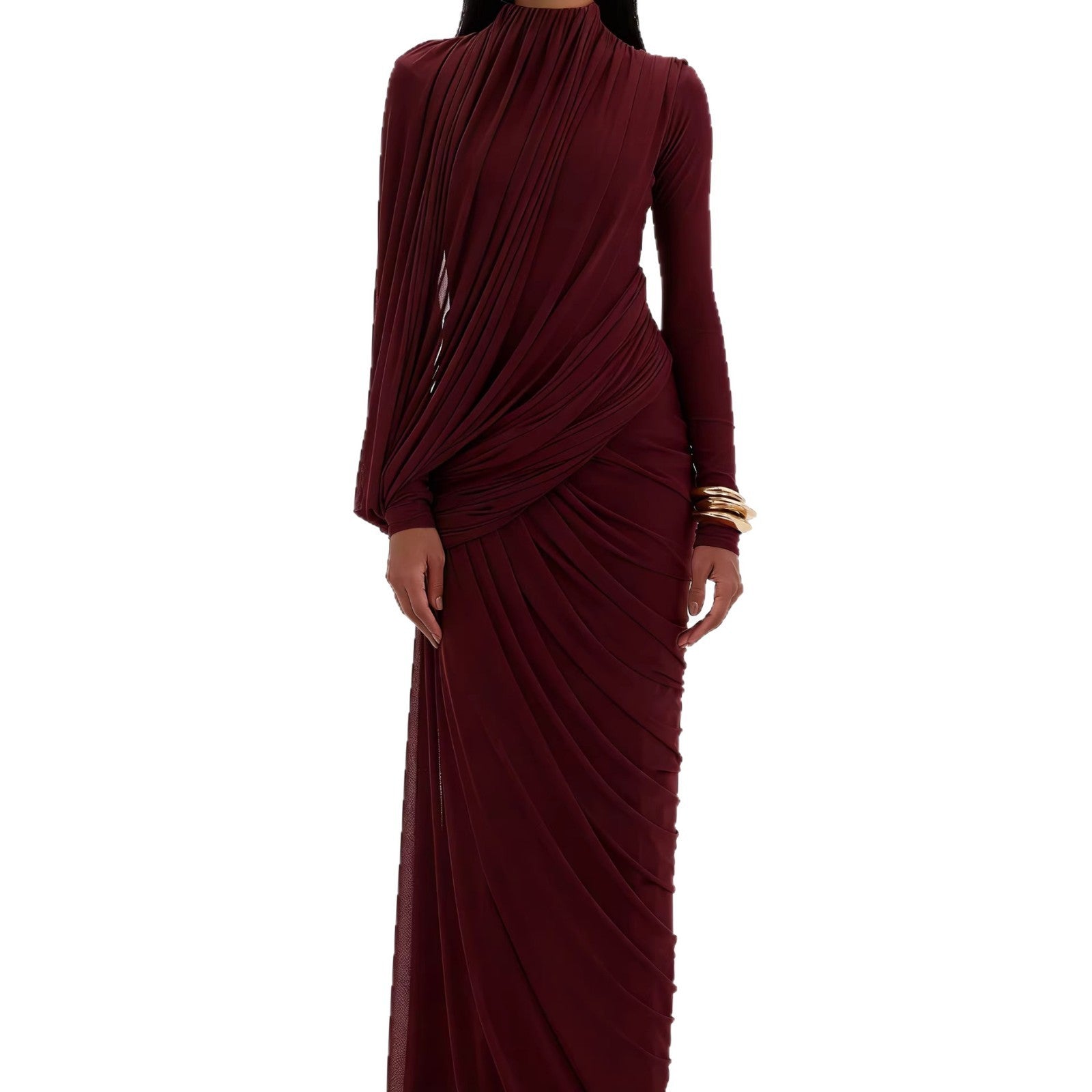 Robe Longue Plissée Taille Haute — Élégance Intemporelle