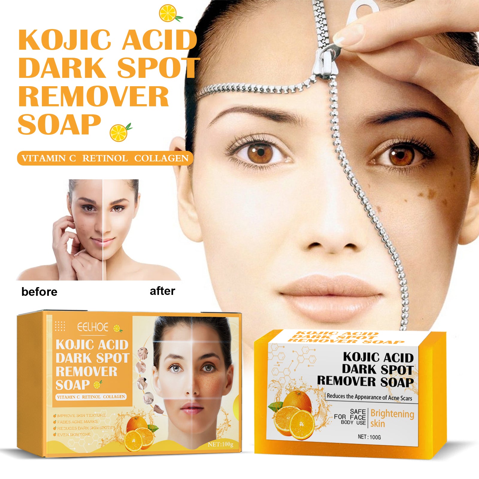 Savon Acide Kojique Exfoliant — Anti-Taches, Pores Nets & Peau Lumineuse