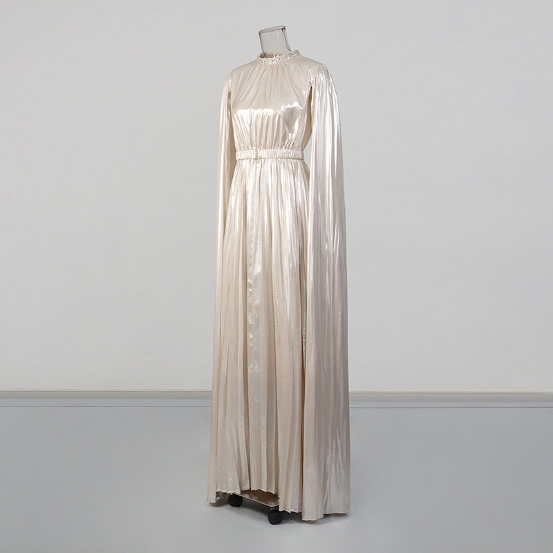Robe Longue Strass Col Rond Manches Extra-Longues — Style Français