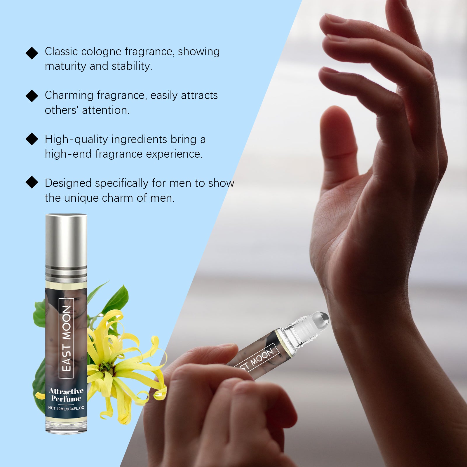 Parfum Homme Charme — Fragrance Fraîche & Naturelle, Cologne Portable Longue Tenue