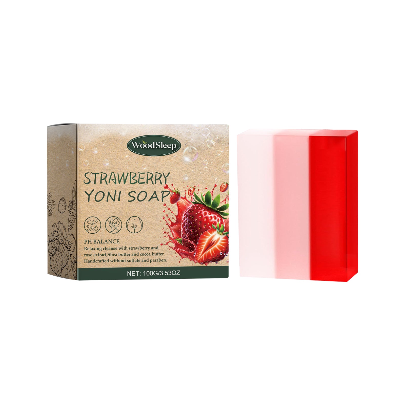 Savon Fraise Intime Femme — Nettoyant Doux, Déodorant & Soin Zones Intimes