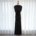 Robe Longue Sans Manches Col Entassé Taille Cinée — Femme
