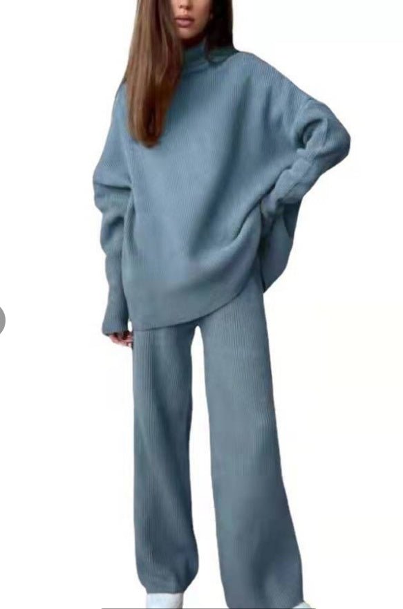 2 Pieces Women Sets Knitted Tracksuit Turtleneck Sweater - SUKSU - selling