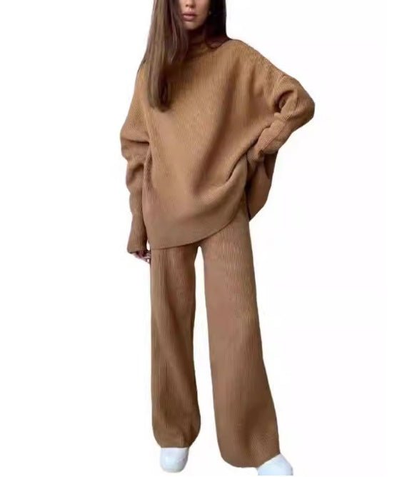 2 Pieces Women Sets Knitted Tracksuit Turtleneck Sweater - SUKSU - selling