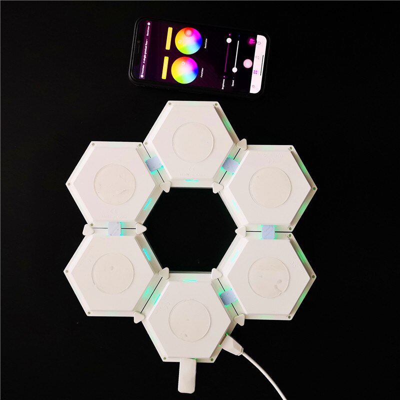 Flame Lights Effect Fire Tealight Quantum Light with APP Mobile Control LED Dimmable Multi Function Lighting Modes Hexagon Light