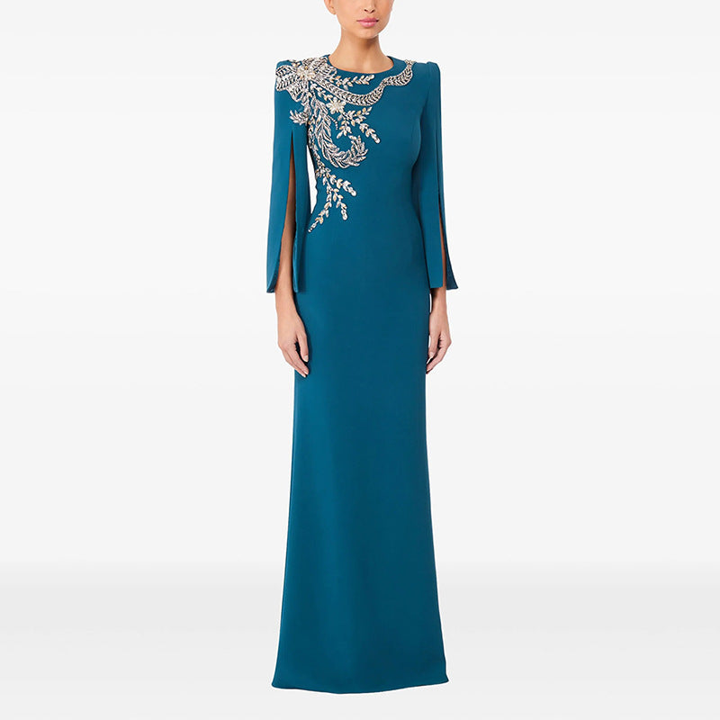 Robe Longue Strass Manches Fendues — Glamour Soirée Femme