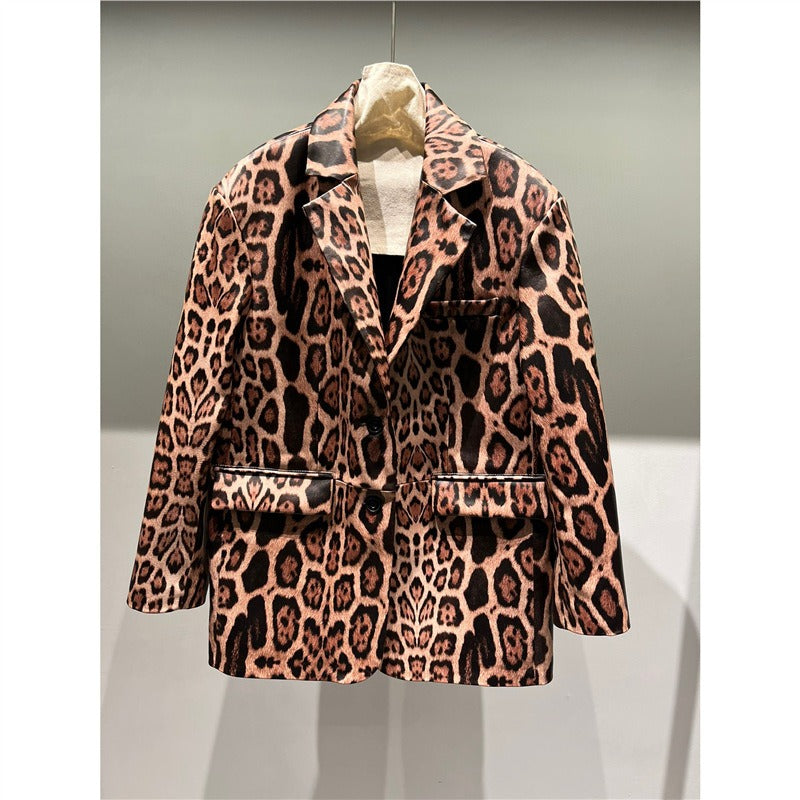 Veste Léopard Cuir Véritable Agneau — Style Impérial Femme