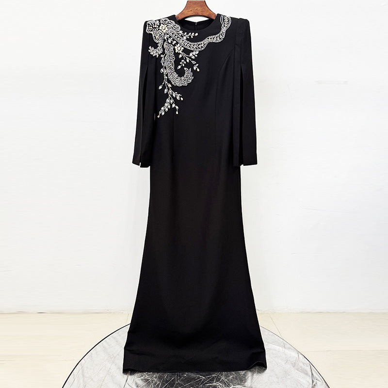 Robe Longue Strass Manches Fendues — Glamour Soirée Femme