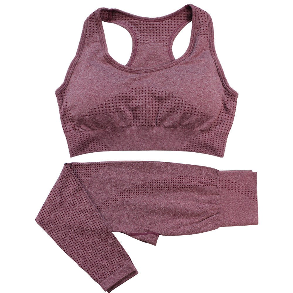 2PCS Seamless Yoga Set Women Tracksuit High Waist Leggings Workout Sportswear Gym Clothing Fitness Crop Top Sports Suits Gym Set - SUKSU - selling