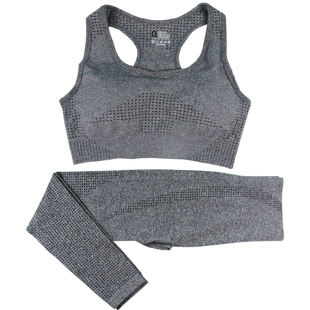 2PCS Seamless Yoga Set Women Tracksuit High Waist Leggings Workout Sportswear Gym Clothing Fitness Crop Top Sports Suits Gym Set - SUKSU - selling
