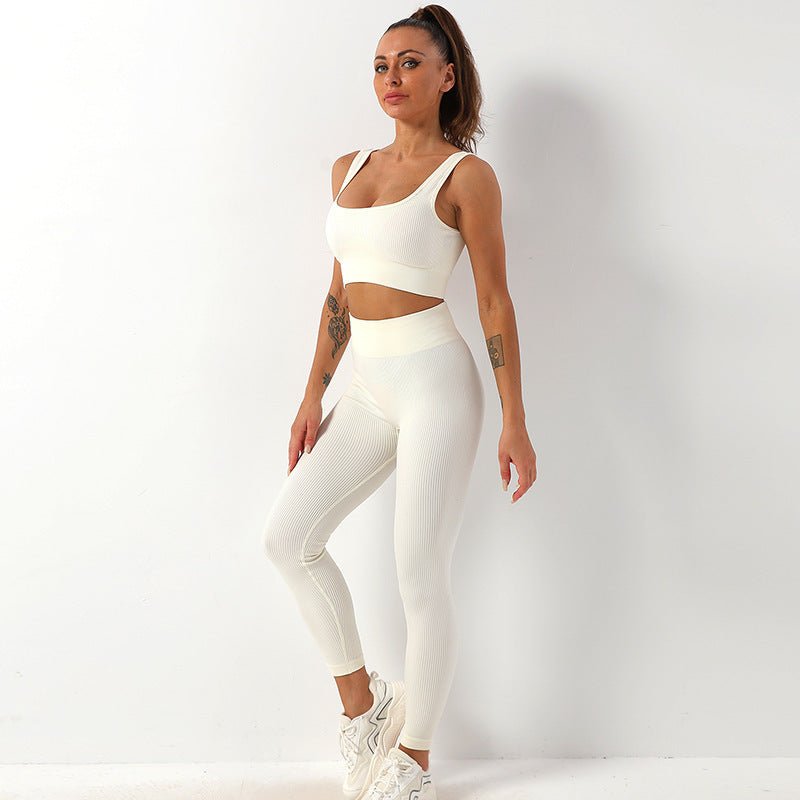 2pcs Thread Yoga Suit Seamless Bra And Butt Lifting High Waist Leggings Set For Women Sports Fitness Yoga Pants Sportswear Outfits Clothing - SUKSU - selling