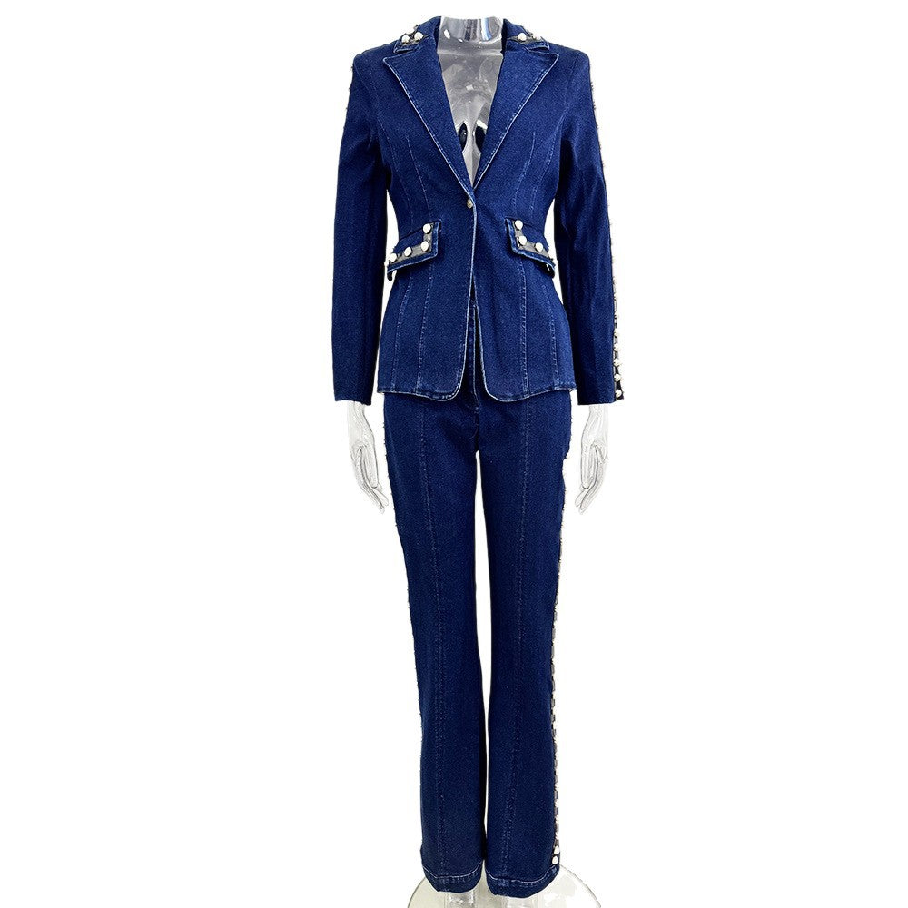 Ensemble Jean Brodé Lavé Veste & Pantalon — Style Casual Premium