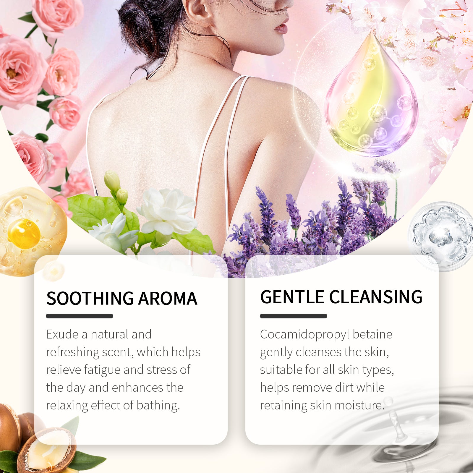 Gel Douche Jasmin Hydratant Femme — Peau Douce, Lumineuse & Parfumée