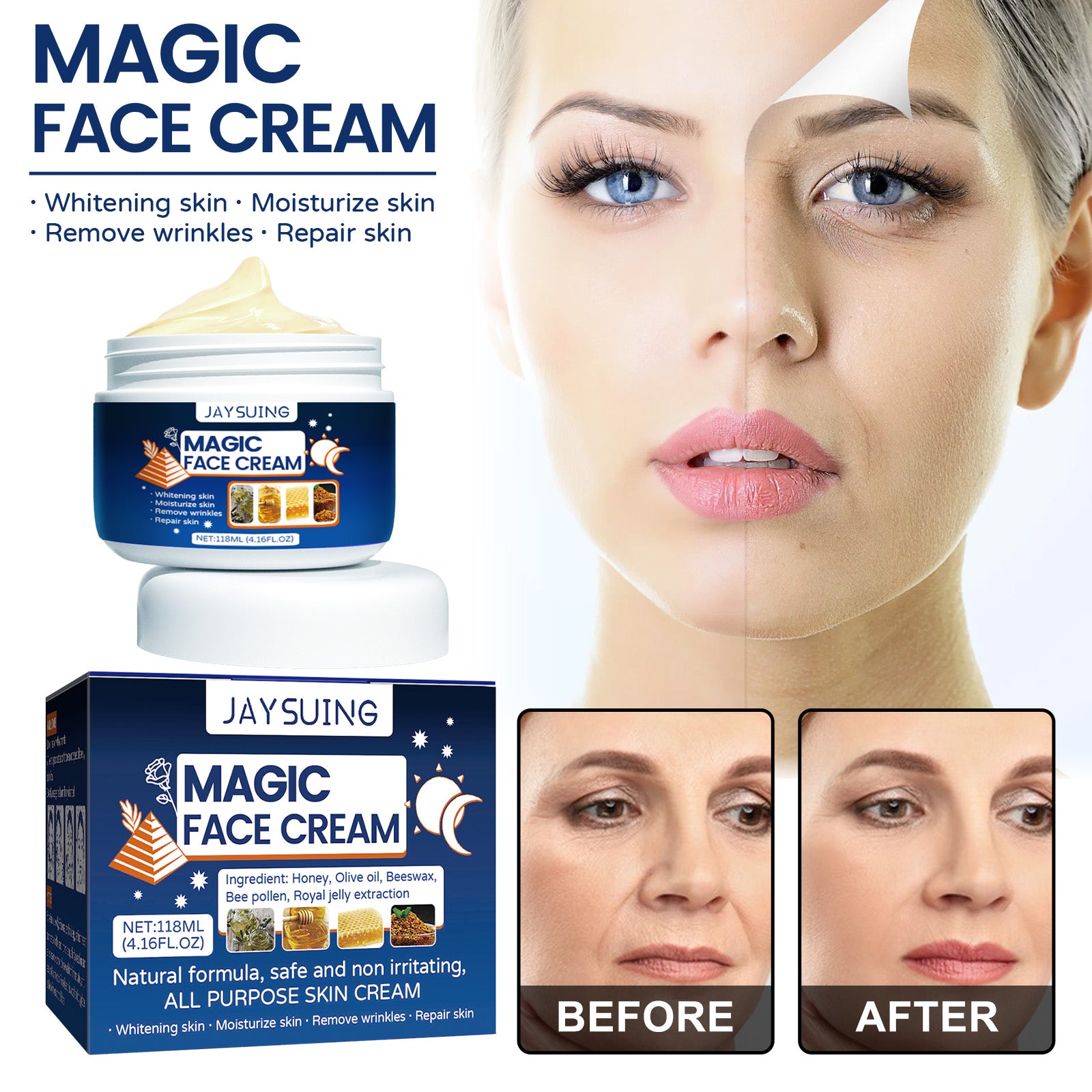 Crème Soin Visage Multi-Action — Hydratante, Raffermissante & Éclat Quotidien