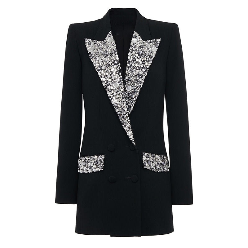 Veste Tailleur Brodée Diamants — Couture Artisanale Premium