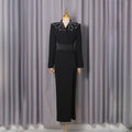 Robe Longue Strass Slim Fit Col Montant — Lady Style Noir