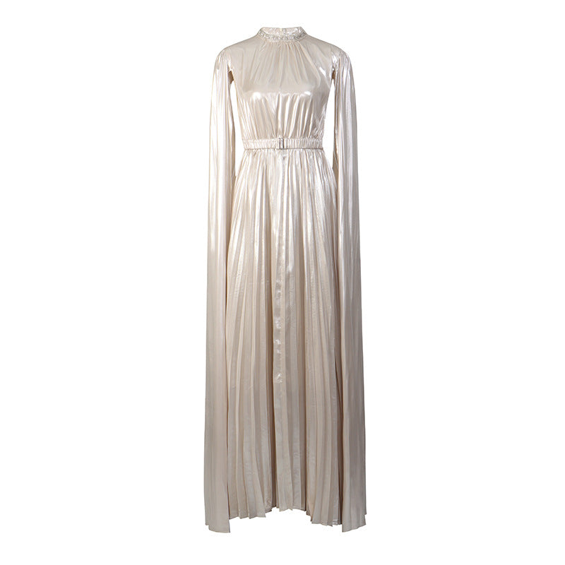 Robe Longue Strass Col Rond Manches Extra-Longues — Style Français
