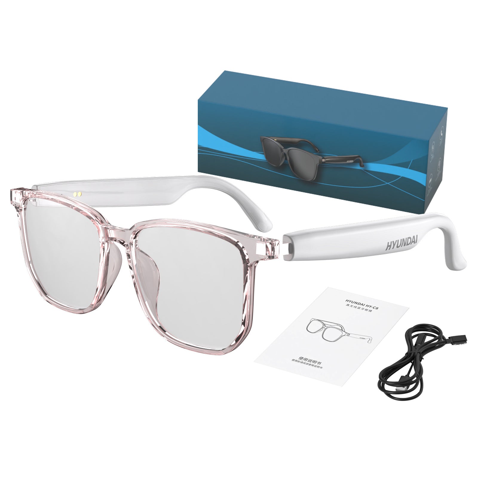 Lunettes Traducteur IA HY-C8 — 75 Langues Bluetooth Conférence