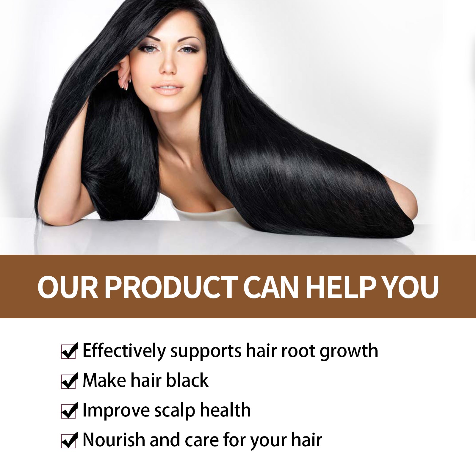 Dark Hair Shampoo, Polygonum Multiflorum Essence Moisturizes And Nourishes Hair Natural Black Hair Silky Glossy Shampoo