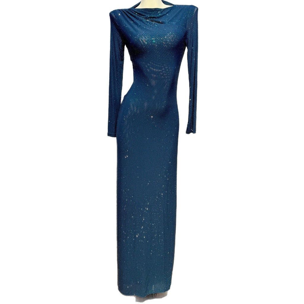Robe Longue Dos Nu Fendue Manches Longues — Style Femme