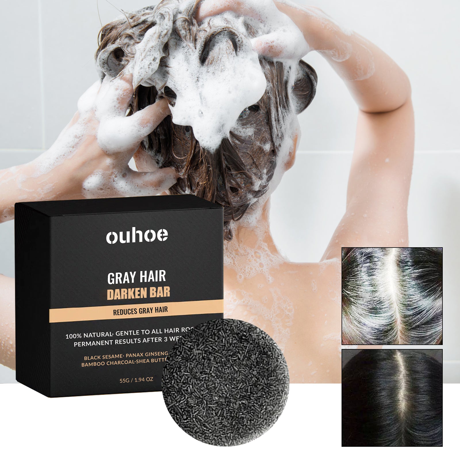 Savon Noir Capillaire — Répare, Masse & Hydrate, Cheveux Noirs & Propres