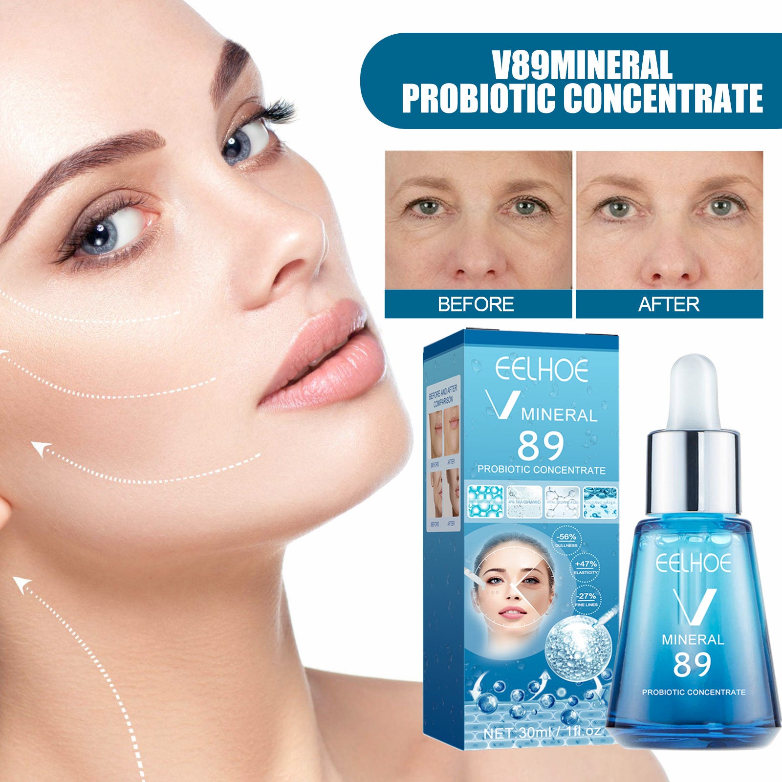 Sérum Probiotique V89 — Nourrissant, Hydratant & Peau Lumineuse Visage