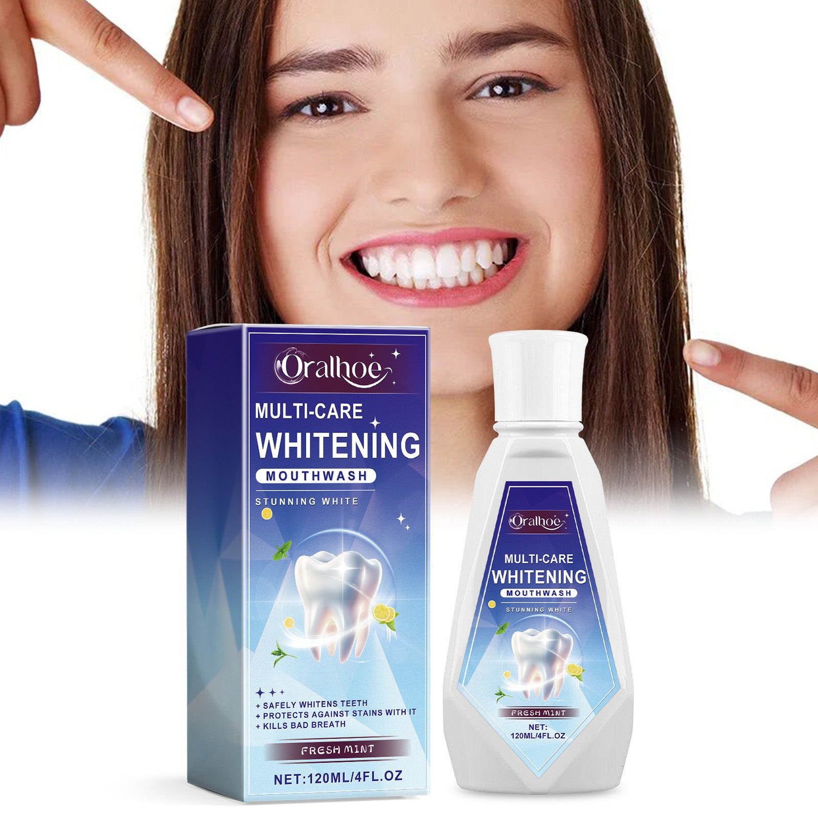 Bain de Bouche Triple Action Menthe — Haleine Fraîche, Anti-Odeur & Dents Propres