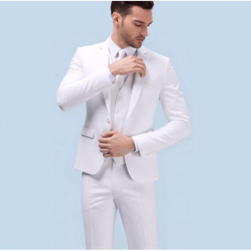 Men's Suit Set Youth Slim Fit Tuxedo Studio Groom Wear Korean Style Big Size Casual