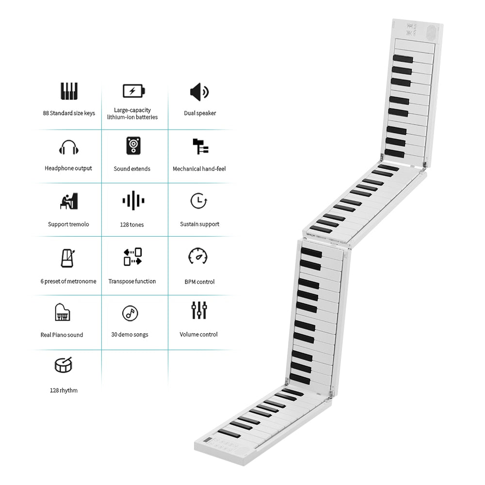 Piano Électronique Pliable MIDIPLUS 88 Touches — Portable 128 Tons