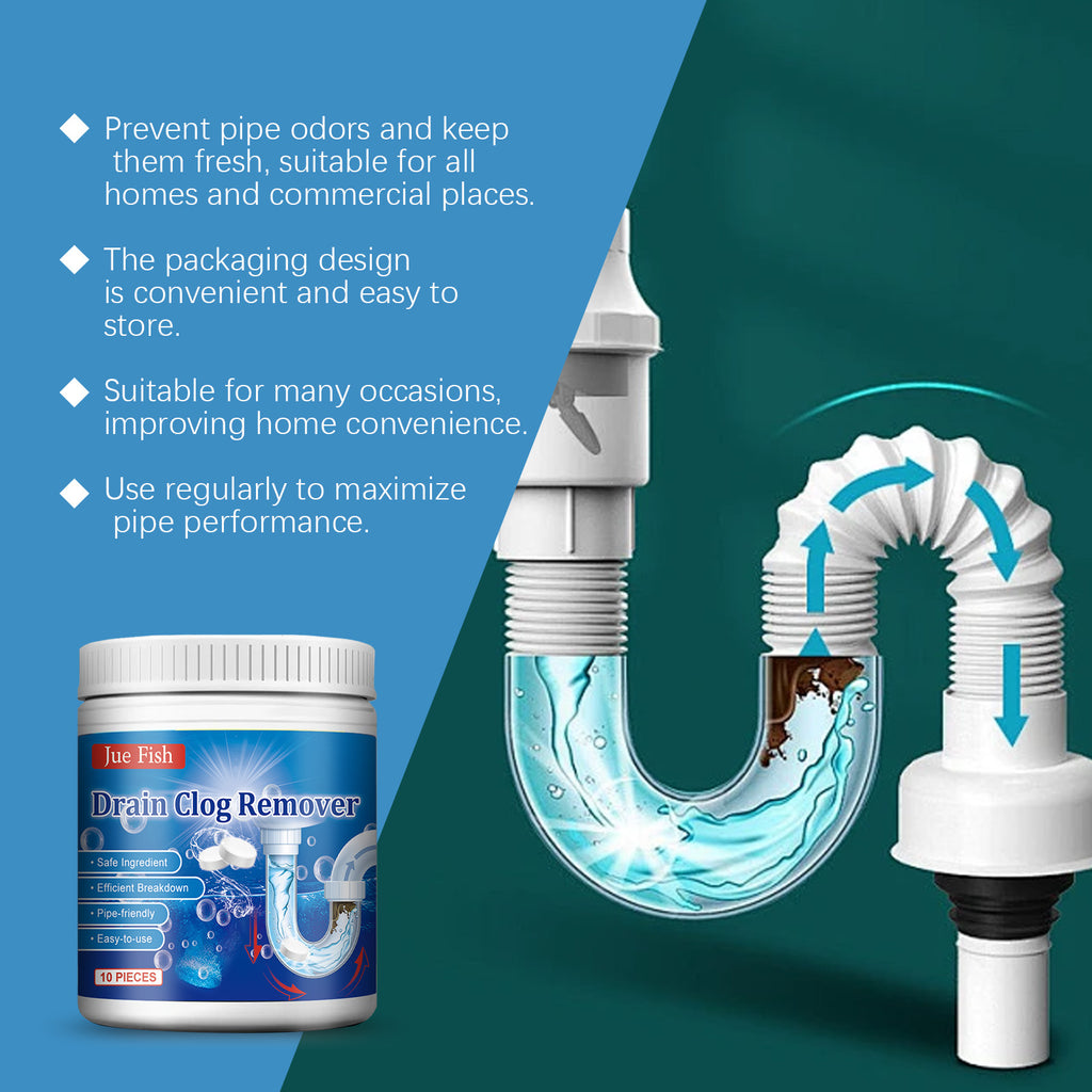 Jue-Fish Pipe Unclogging Effervescent Tablet, Kitchen And Bathroom Drain Oil Blockage Dissolving Deodorant Cleaning Effervescent Tablet