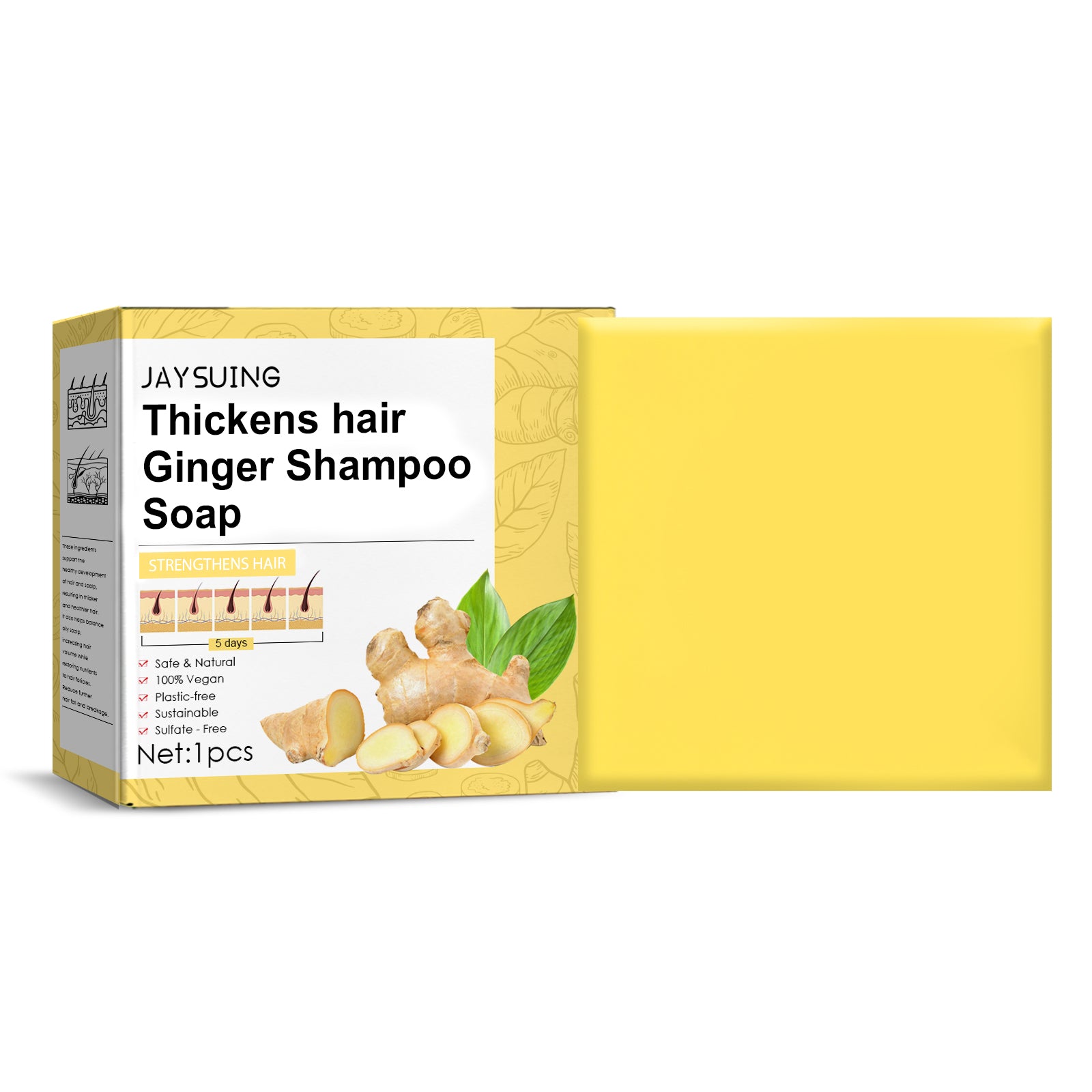 Savon Shampoing Gingembre — Hydrate Pointes & Racines, Cuir Chevelu Sain