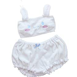 Cute Lingerie Animated Pattern Shoulder Straps Japanese Soft Girl Pink Black Milk Silk Plush Tube Top Pajamas Women Pajamas