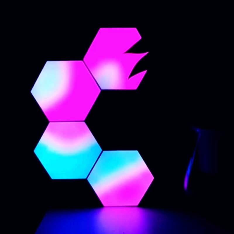 Flame Lights Effect Fire Tealight Quantum Light with APP Mobile Control LED Dimmable Multi Function Lighting Modes Hexagon Light