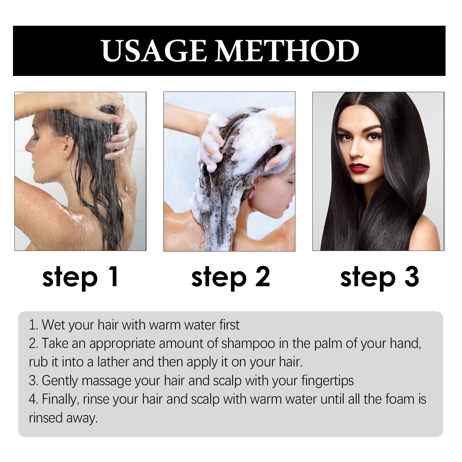 Dark Hair Shampoo, Polygonum Multiflorum Essence Moisturizes And Nourishes Hair Natural Black Hair Silky Glossy Shampoo