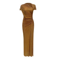 Robe Soirée Asymétrique Strass Sans Manches — Or Glamour