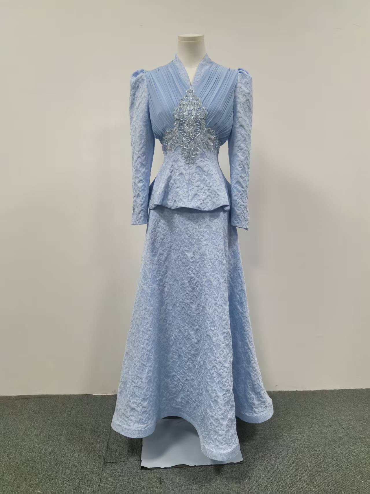 Ensemble Veste & Jupe Longue Motif Géométrique — Style Vintage