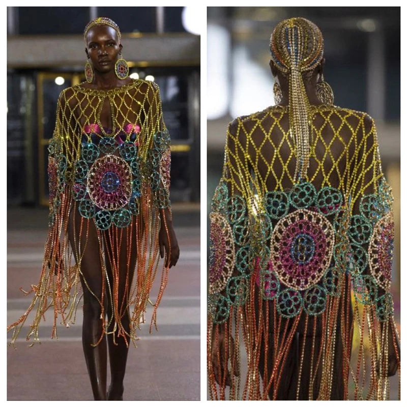 Chaîne de Corps Cristal Coloré — Accessoire Scène & Rave