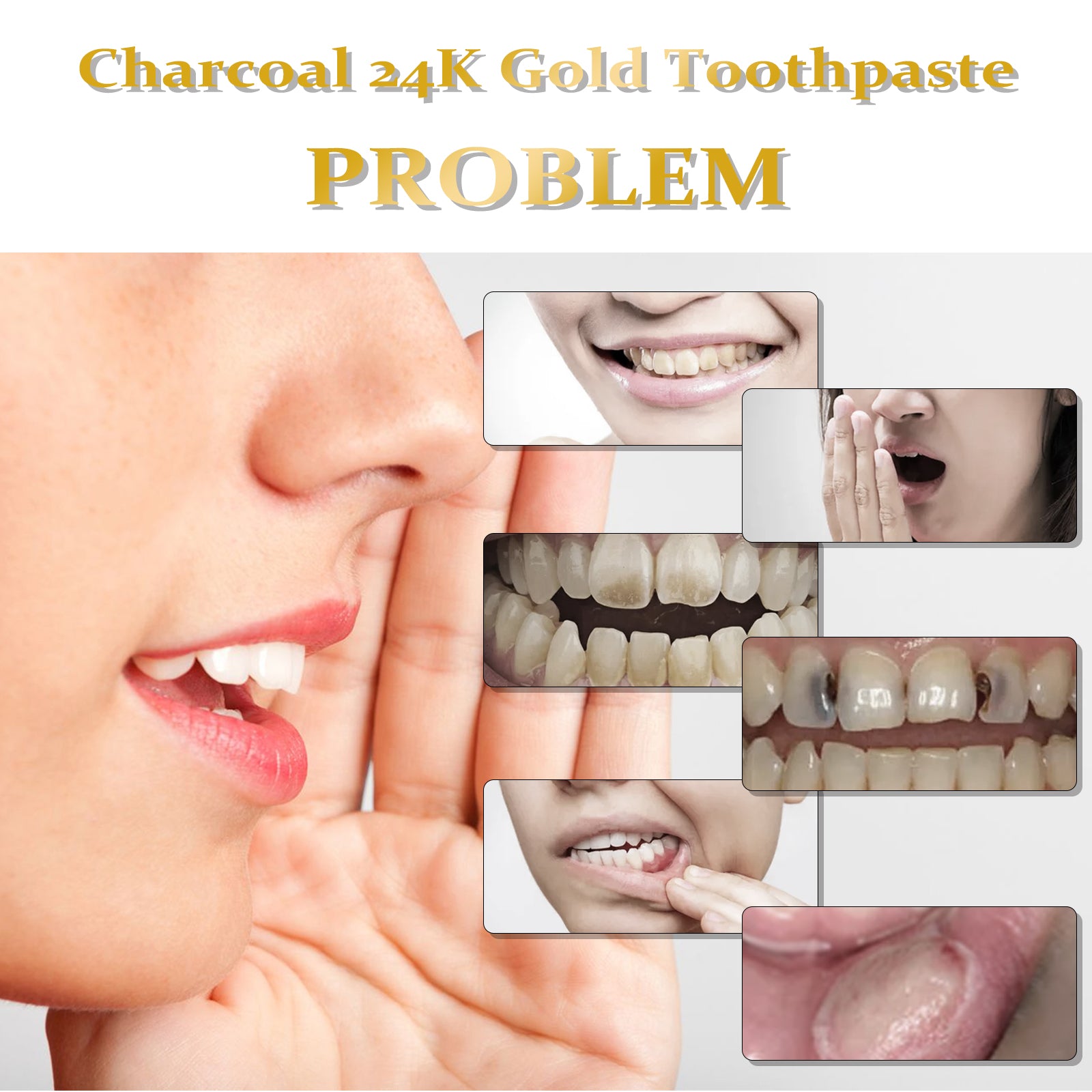 Dentifrice Charbon 24k Or EELHOE — Blanchiment Profond, Anti-Tartre & Haleine Fraîche