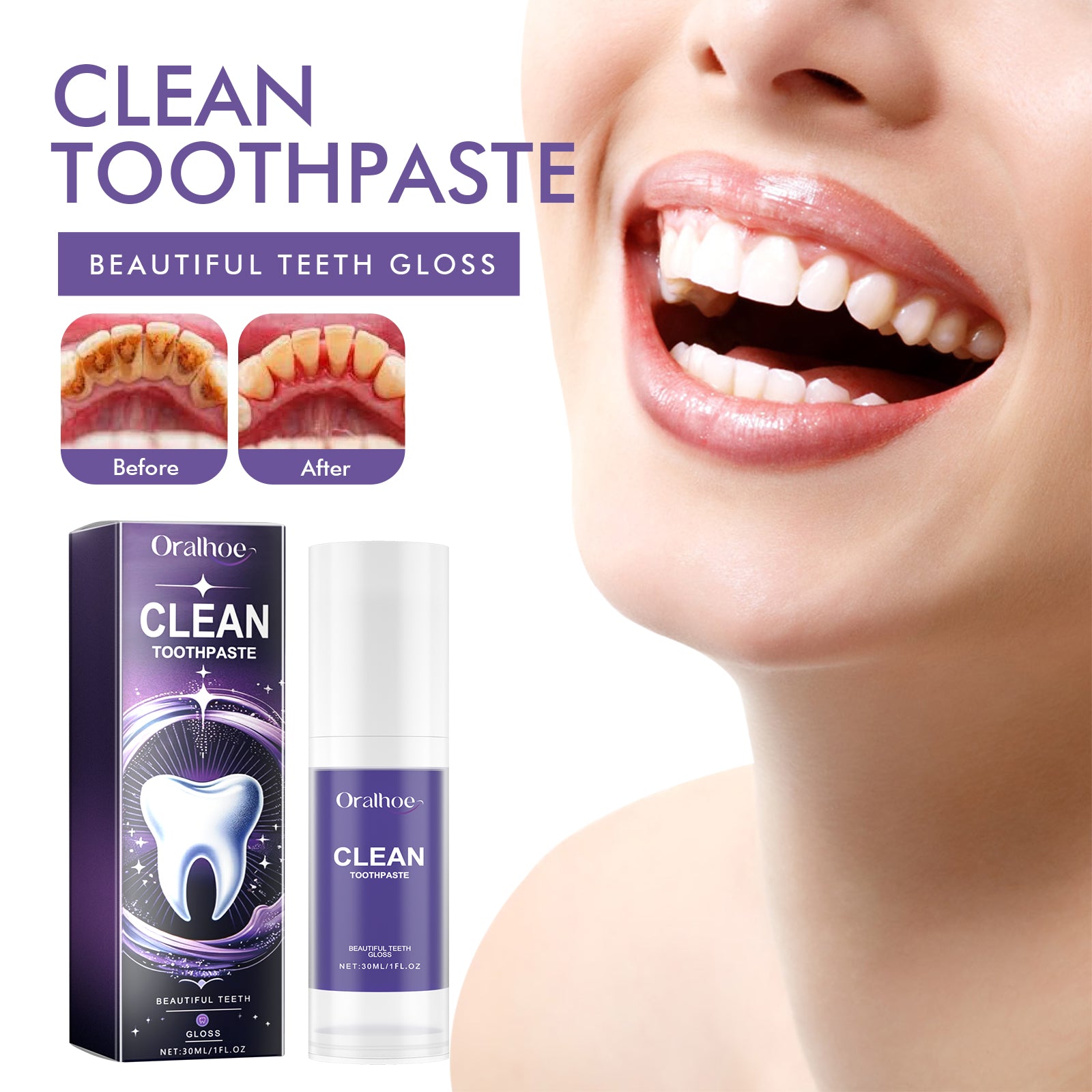 Dentifrice Nettoyant Anti-Taches — Haleine Fraîche & Dents Blanches Quotidien