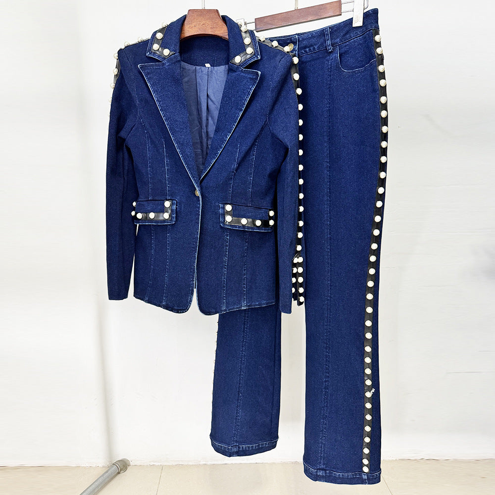 Ensemble Jean Brodé Lavé Veste & Pantalon — Style Casual Premium