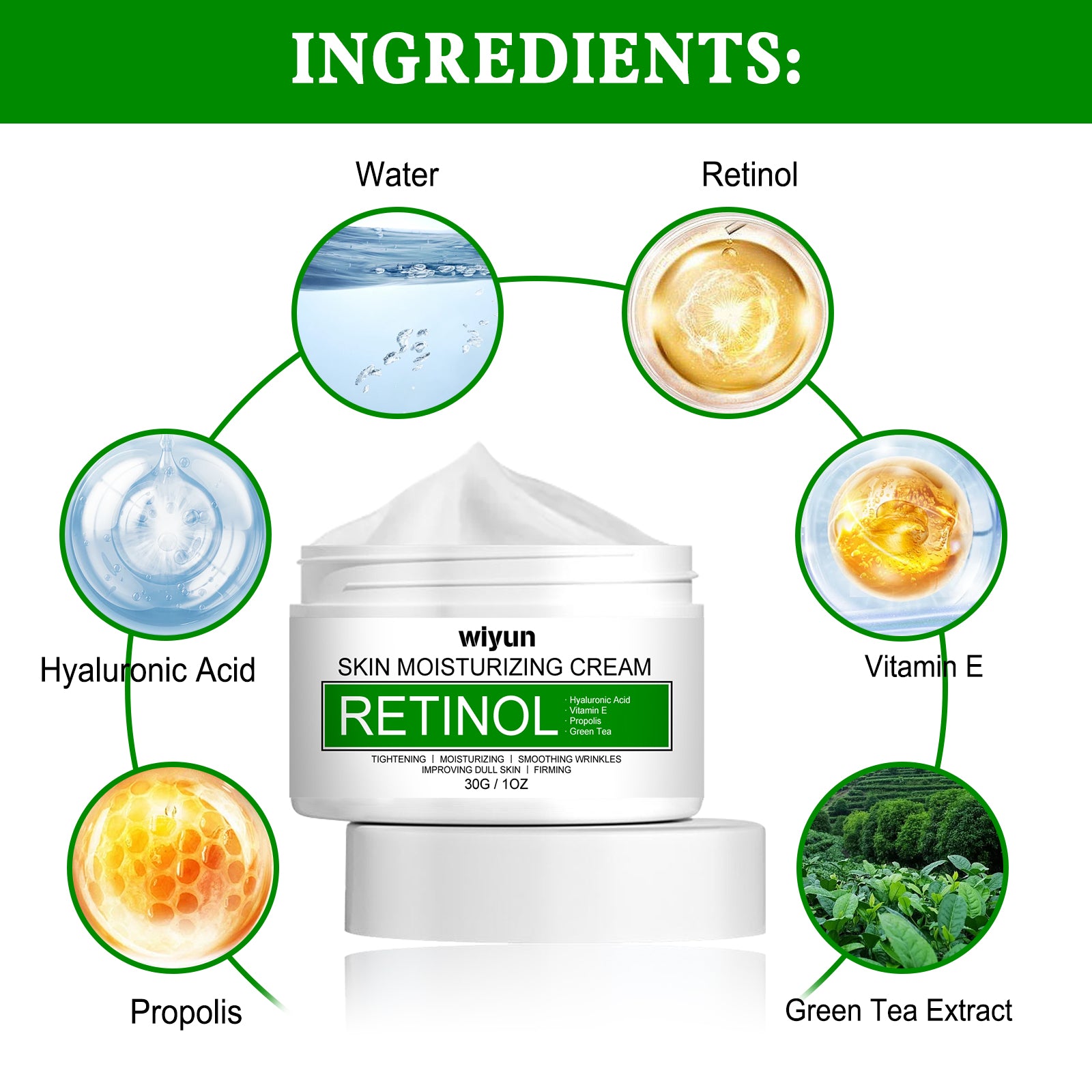 Crème Rétinol WIYUN — Hydratante, Anti-Terne & Réparatrice Peau