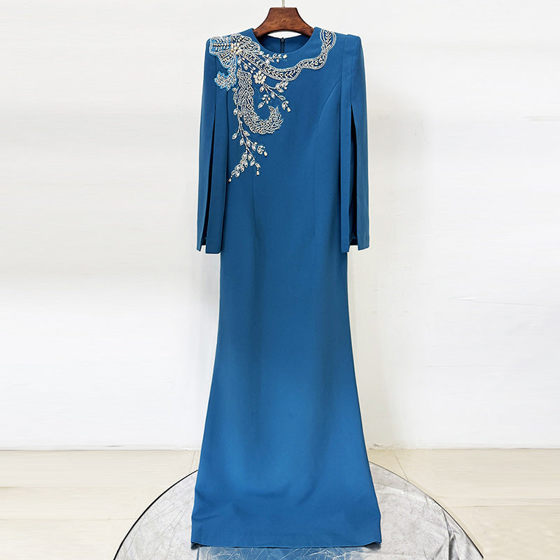 Robe Longue Strass Manches Fendues — Glamour Soirée Femme