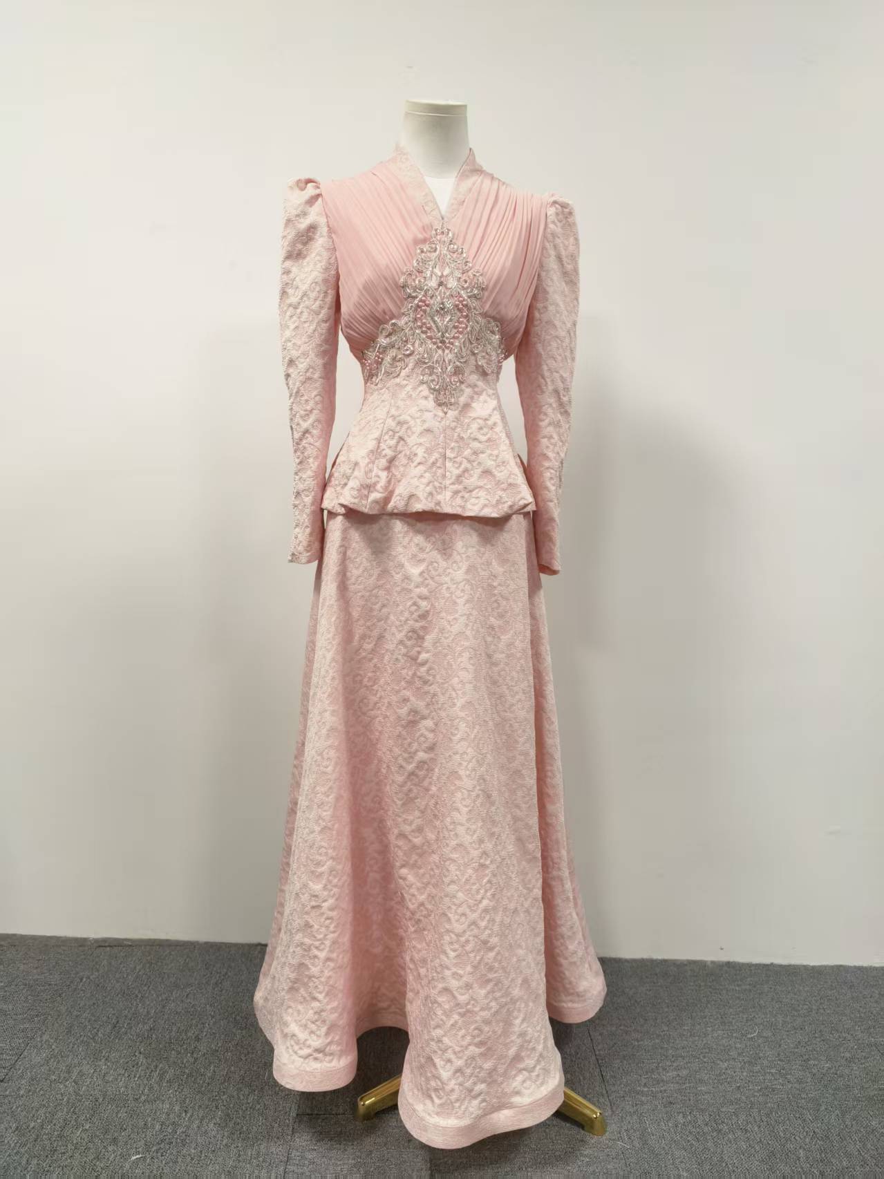 Ensemble Veste & Jupe Longue Motif Géométrique — Style Vintage