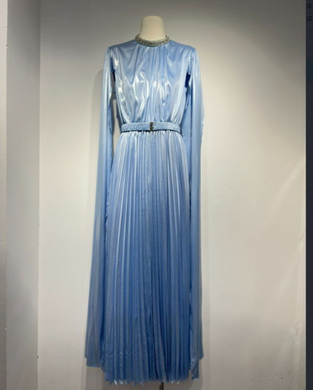 Robe Longue Strass Col Rond Manches Extra-Longues — Style Français