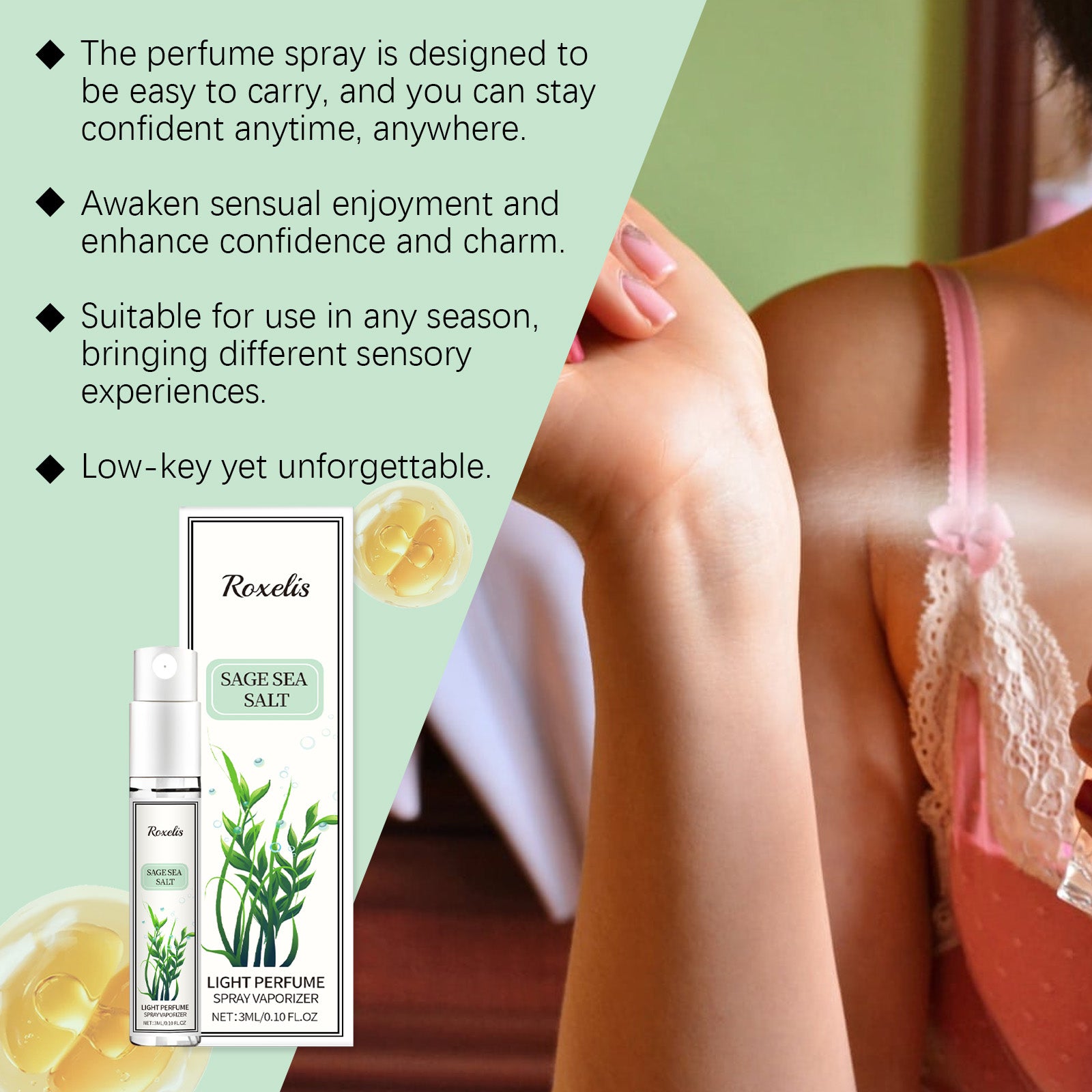 Spray Eau de Parfum Sauge & Sel Marin — Fragrance Douce, Durable & Charmante