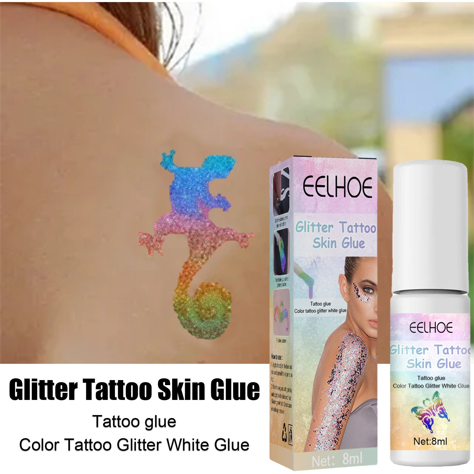 Glitter Tatouage Éphémère Visage & Corps — Paillettes Festival & Maquillage