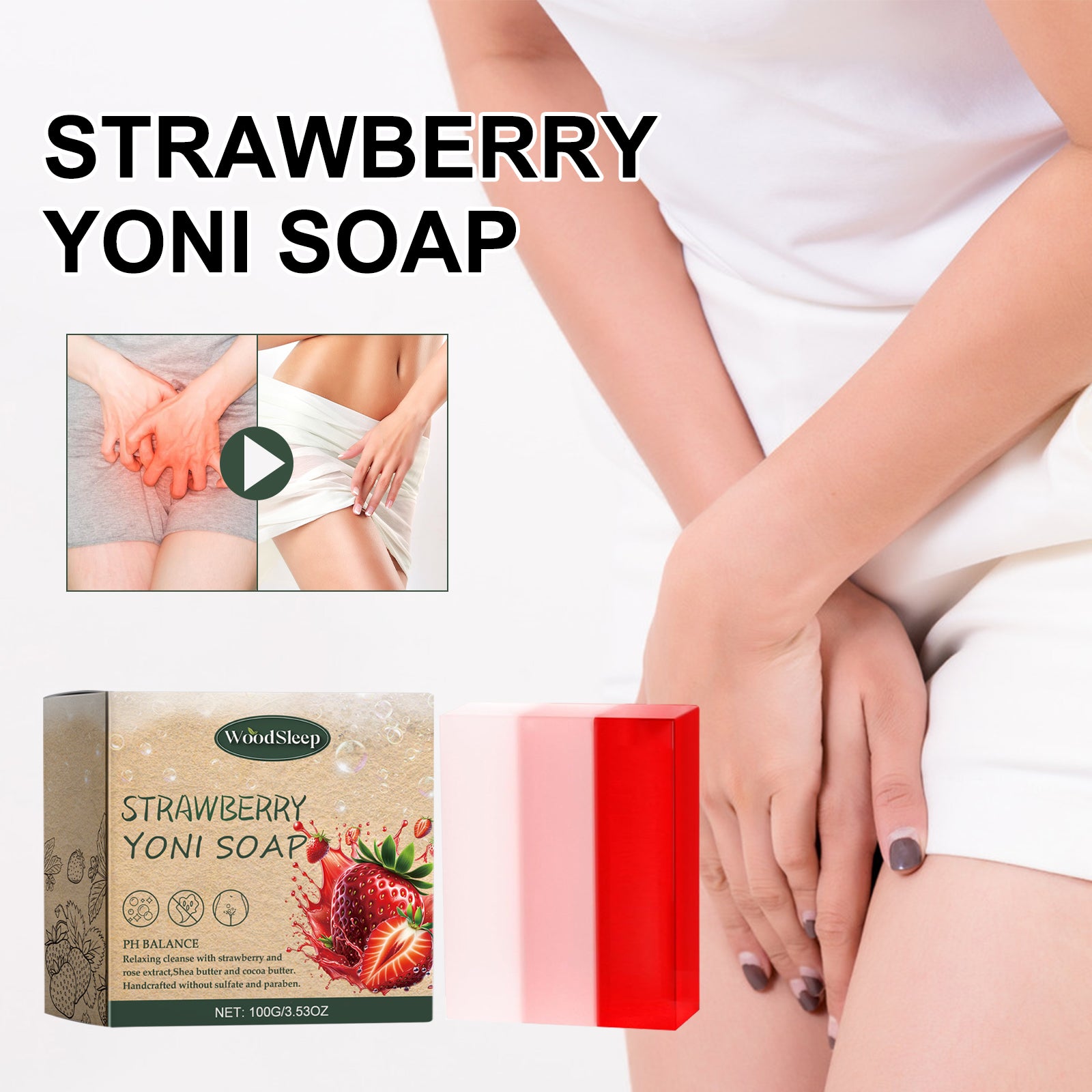 Savon Fraise Intime Femme — Nettoyant Doux, Déodorant & Soin Zones Intimes