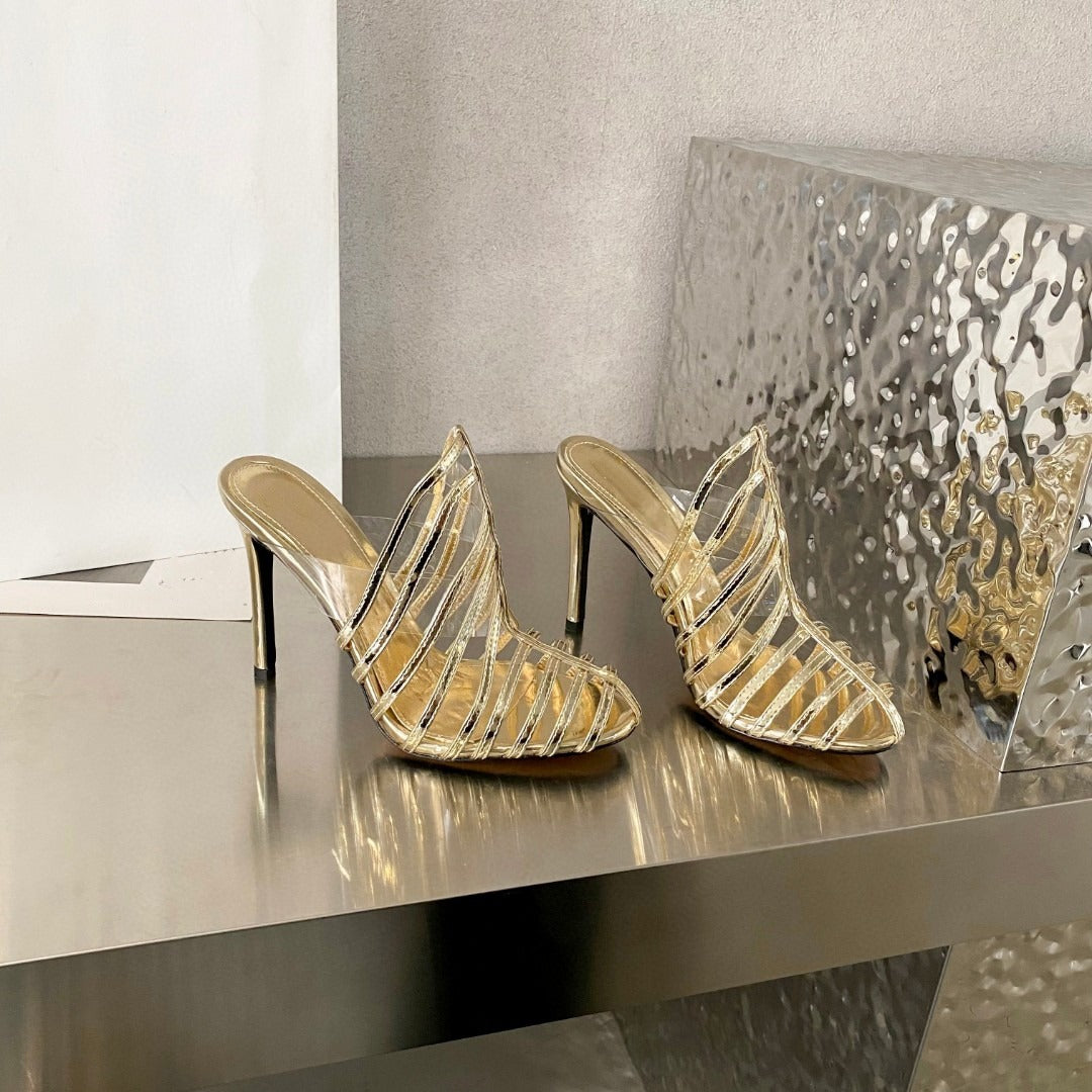 Escarpins Cuir Agneau Métal — Talons Hauts Luxe Polyvalents