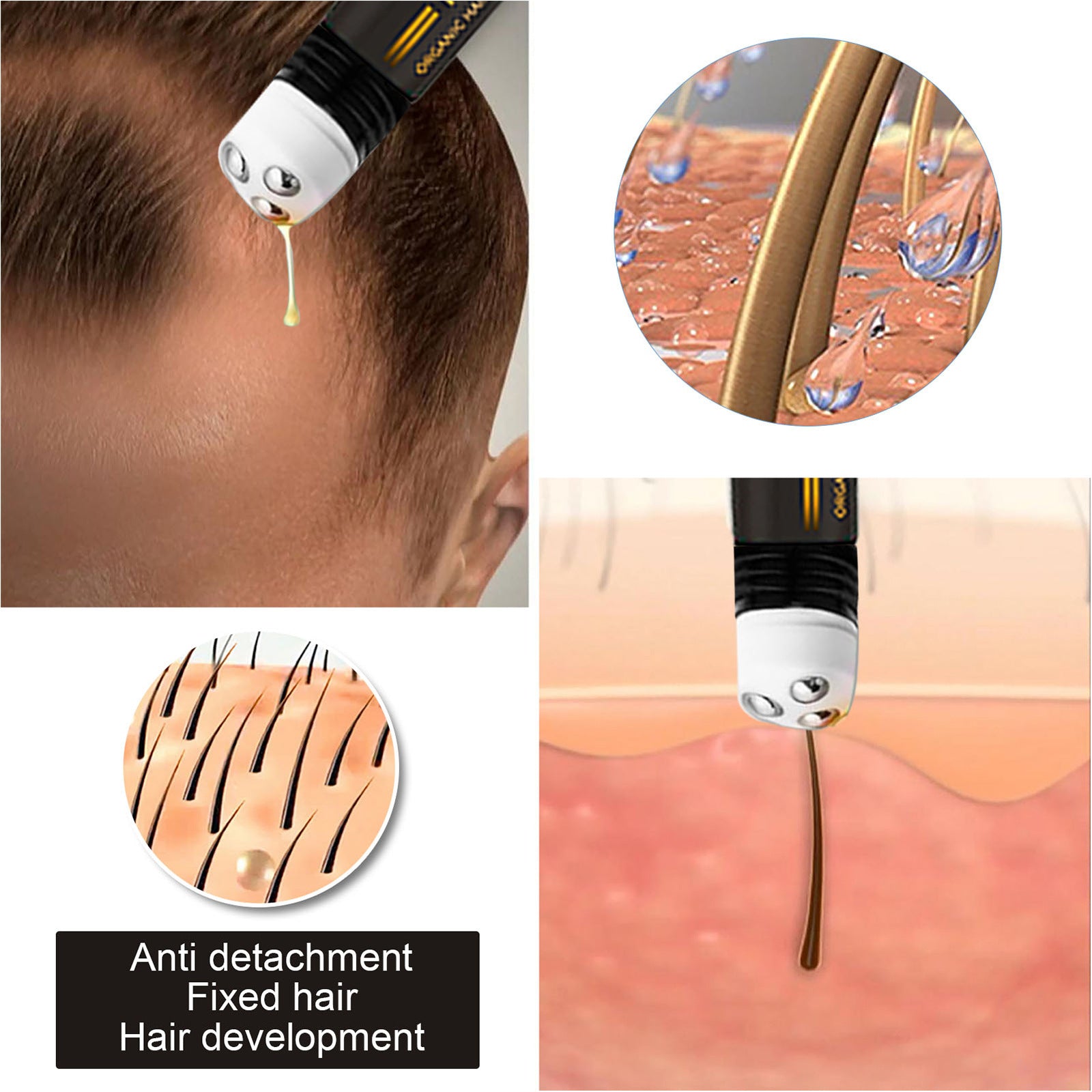 EELHOE Ball Massage Thickening Long Hair Lotion, Thick Thin Hair Anti-Breaking Hair Nourishing Hair Rolling Bead Massage Treatment